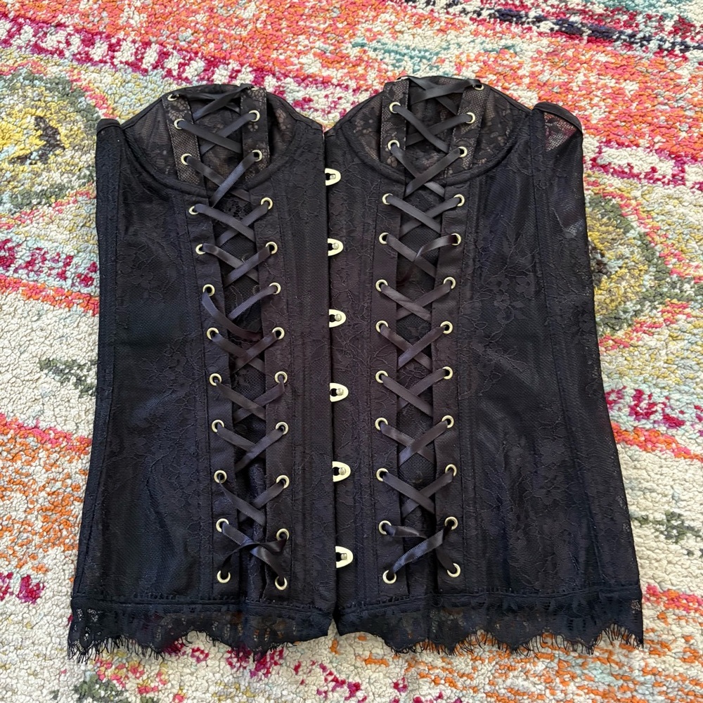 Adore Me Sheer Black Corset Small